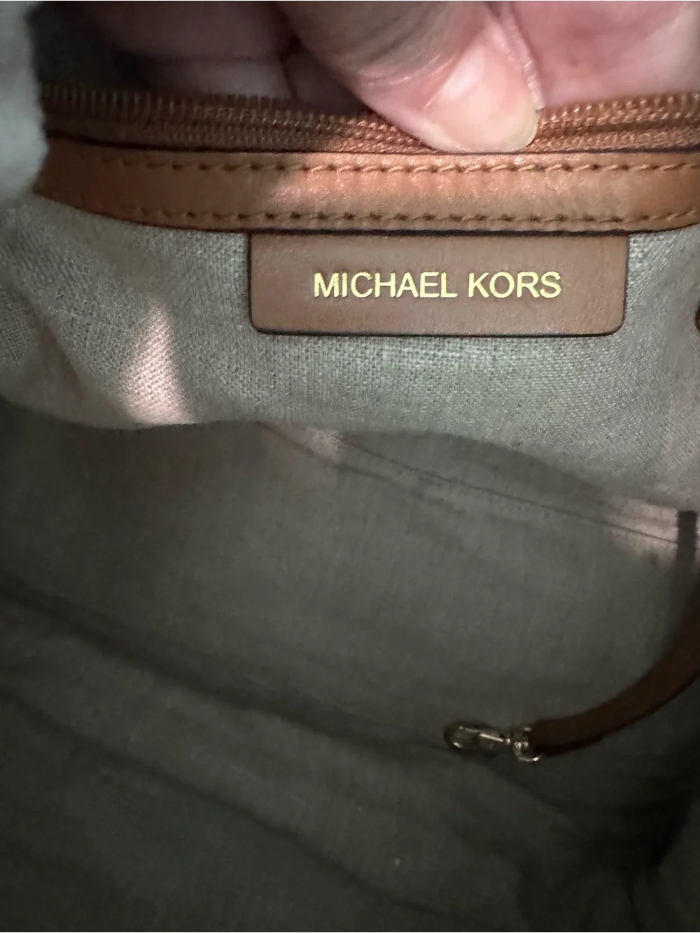 MICHAEL KORS Beige Canvas Tote with Rope Handles and Brown Trim